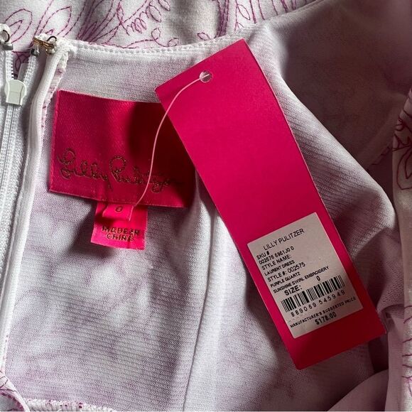 Lilly Pulitzer Laurent Embroidered White & Purple Sunshine Swirl Dress - Picture 9 of 10